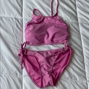 High neck halter bikini set